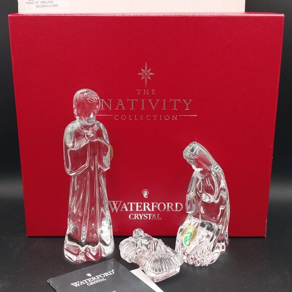 Vtg New Waterford Crystal Christmas Nativity Holy Family New in Box Discontinued